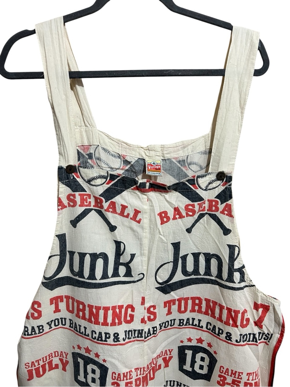 New Vintage Sack Overalls Junk Baseball Flour Feed Bag Jumpsuit Boho One Size - Picture 4 of 7